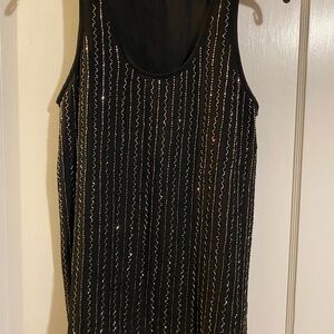 Vintage fully lined black beaded top size S
